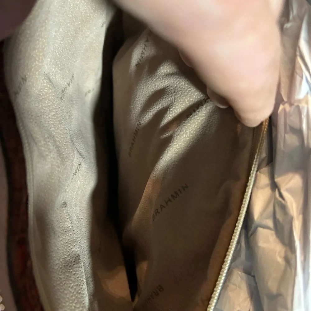 Brahmin Rich Brown Crocodile Embossed Tote & Wallet New